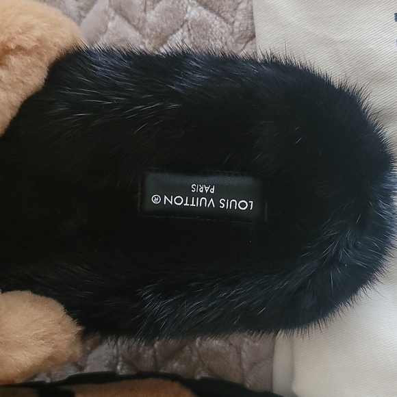 LOUIS VUITTON AUTHENTIC BLACK BROWN MINK LEATHER MULE MONOGRAM EMBOSSED 10 US 40 - Picture 7 of 17